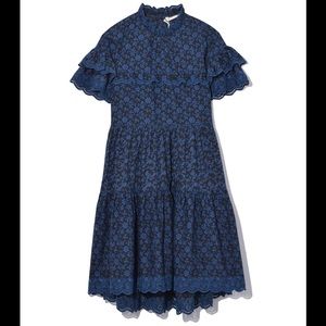 Ulla Johnson Dress Blue Flowers Mini Leonie US 0